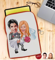 BK Gift Kişiye Özel Evleniyoruz Karikatürlü Taşınabilir Koruyucu Tablet Kılıfı & Organizer Çanta - Turuncu-7