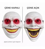 Hareketli Çene Mekanizmalı Korku Maskesi Kırmızı