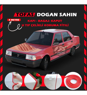 Tofaş Doğan Oto Araç Kapı Koruma Fitili 5metre Parlak Kırmızı Renk