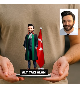 Kişiye Özel Avukat Karikatürlü 18 cm MDF Masaüstü Biblo - Avukat Hediyesi Avukata ve Hukukçuya Hediye