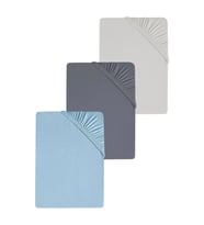 3 Adet Düz Pamuklu Tek Kişilik 120 x 200 x 30 cm Lastikli Penye Çarşaf (Açık Gri-Koyu Gri)