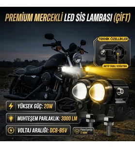 Motosiklet Fanlı Sis Farı Çift Renk Sarı-Beyaz Scooter Araç Led Lamba 8V-85V Projektör Metal 2 Ad