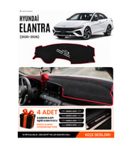 HYUNDAİ ELANTRA (2020-2026) Uyumlu Torpido Örtüsü Torpido Kılıfı - Siyah Kırmızı
