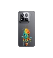 Xiaomi Mi 14 Pro ile uyumlu Splash ahtapot tasarımlı şeffaf silikon kılıf