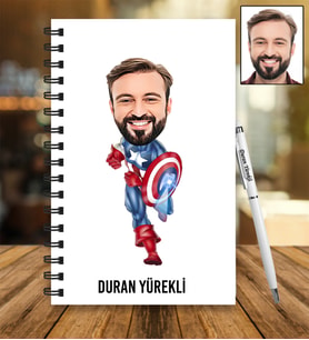 Kişiye Özel Süper Kahraman Tasarımlı Karikatür Ahşap Defter Ve Kalem Seti 73