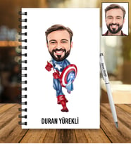 Kişiye Özel Süper Kahraman Tasarımlı Karikatür Ahşap Defter Ve Kalem Seti 73