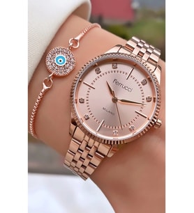 Ferrucci (Rosegold) Çelik Jübile Kordon Sade Şık Kadın Kol Saati