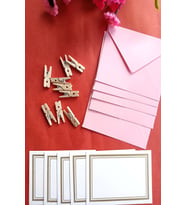 Pembe 10 Adet Mandallı Zarflı Not Kartı Seti- Hediye Kartı  (9x7 - 8,5x6) (Kahverengi)