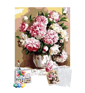Sayılarla Boyama Seti 40 x 50 cm Tuval Şasesine Gerili Karanfiller