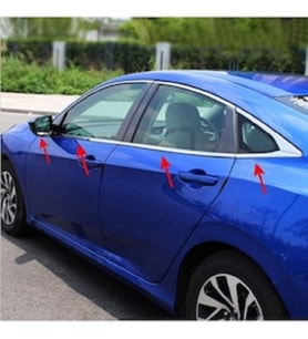 Honda Civic Krom Cam Çıtası 8 prç. 2017-2020 arası Paslanmaz Çelik