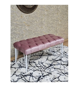 Beyaz Boyalı Tel Ayaklı 90 cm Puf Bench - Puf - Bench - Kasalı Oturak - Oturak - Yatak Ucu Puf Pembe Renk 90 x 41 Boyut/Ebat (Çok Renkli)