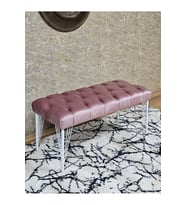 Beyaz Boyalı Tel Ayaklı 90 cm Puf Bench - Puf - Bench - Kasalı Oturak - Oturak - Yatak Ucu Puf Pembe Renk 90 x 41 Boyut/Ebat (Çok Renkli)