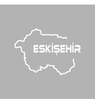 Eskişehir Harita Araba Sticker siyah 18x13 CM (Beyaz)