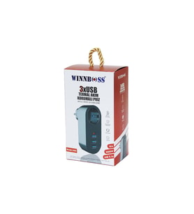 Lunaev Siyah Termal Akım Korumalı 1XPRİZ 3XUSB Duvar Tipi Priz 10A - 2500 W