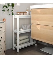 Beyaz Vesken Tekerlekli Raf Unitesi - 3 Katlı Vesken Raf - Banyo Rafı - Mutfak Rafı - 54 x 18 x 71