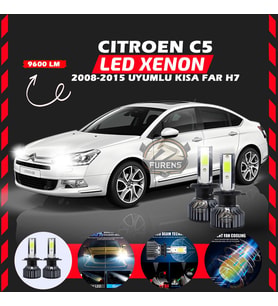 Citroen C5 2008-2015 Kısa Far Uyumlu Şimşek Etkili Led Xenon Pro Series H7