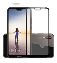 Huawei P20 Lite Uyumlu Zore Kenarları Kırılmaya Dayanıklı Cam Ekran Koruyucu (Siyah)