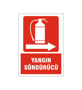 Yangın söndürücü sağa ok, isg uyarı levhası