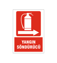 Yangın söndürücü sağa ok, isg uyarı levhası