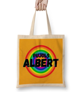 Albert Pujols CARTON ART - baseball gifts Vintage Retro Rainbow For BOYS AND Dad Bez Çanta Uzun Saplı