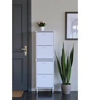 Eliusta Elenio 52 cm Genişlik Beyaz Renk Ayaklı 4 Kapaklı Ayakkabılık 52x168x26 cm Ayakkabılık