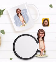 BK Gift Kişiye Özel Kız Çocuk Karikatürlü Beyaz Kupa ve Ahşap Bardak Altlığı Hediye Seti-7