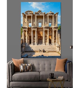 Antik Efes Celsus Kütüphanesi Dekoratif Kanvas - Mdf Ahşap Tablo