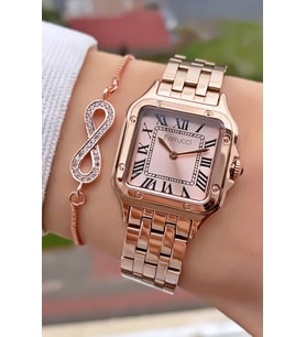 Ferrucci Marka Rose Gold Renk Çelik Kordon 2 Yıl Garantili Kadın Kol Saati - Bileklik