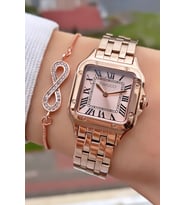 Ferrucci Marka Rose Gold Renk Çelik Kordon 2 Yıl Garantili Kadın Kol Saati - Bileklik
