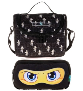Kaukko Siyah Ninja Isı Yalıtımlı Beslenme Çantası ve Kalemlik Seti - Erkek Çocuk
