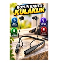 Boyun Bantlı Kablolu Bluetooth Kulaklık ANC Özellikli Siyah
