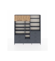 Arges Dolap 17 Raflı 6 Çekmeceli 3 Kapaklı 220x30x243 Antrasit-Çam/Antrasit