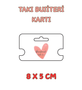 Handmade With Love 100 Adet Kolye Kartı - Bileklik Kartı - Takı Kartı - Paketleme Kartı