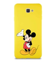 Samsung Galaxy J7 Prime Soft Premier Kapak Mickey Mouse-C Tasarımlı Silikon Kılıf - Sarı (Şeffaf)