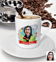 BK Gift Kişiye Özel Öğretmen Karikatürlü Türk Kahvesi Fincanı-7 (Beyaz)