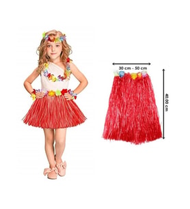 Hawaii Hula Eteği Kırmızı Renk 40 cm (5343)