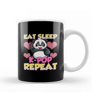 Cute Eat Sleep K Pop Repeat Kawaii Panda KPop Kupa Bardak Porselen