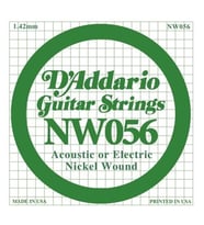D'Addario NW056 Nickel Wound Elektro ve Akustik Gitar Tek Teli - .056 (Aksesuar)  Ekstra Kalın Yapı, Maksimum Rezonans, Caz ve Ritim Gitar İçin Güçlü Çıkış Gücü