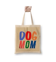 Funny Dog MOM Lover Gift Köpek Annesi Beyaz Bez Çanta Uzun Saplı Alışveriş Çantası Plaj Çantası