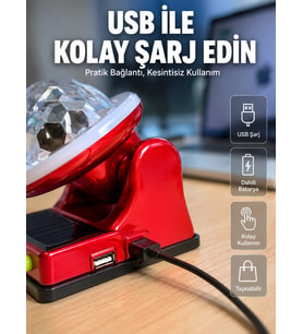 Güneş Enerjili LED Disco Lamba Şarjlı RGB Parti ve Dekoratif Aydınlatma Lambası