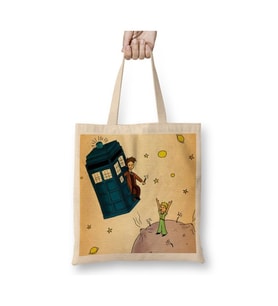 Dr. Who Küçük Prens Beyaz Bez Çanta Uzun Saplı Alışveriş Çantası Plaj Çantası