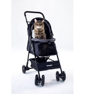 Zampa Showtime Siyah Kedi-Köpek Arabası (SP02XKB)  Katlanabilir, Fileli, Güvenli ve Ergonomik Tasarım