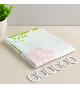 PVC Banyo Duş Perdesi 90x180 cm - 2'li, 12 Halka