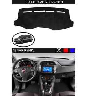 Fiat Bravo 2007-2010 Modelleri Için Uygun Torpido Koruma Halısı Siyah Kenar Renk Siyah