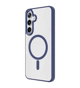 Coverzone Samsung Galaxy S24 ile uyumlu K?l?f Wireless ?arj �zellikli Metal buton Z-Krom MagSafe ile uyumlu ?effaf Transparan Double Color Silikon Kapak Lacivert