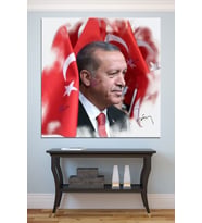 Recep Tayyip Erdoğan Yağlıboya Efektli Başkan Erdoğan Rte Kanvas Tablo (7 Farklı Ölçü)