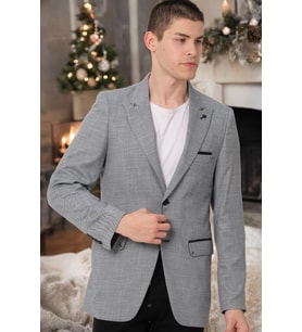 C9058 DEWBERRY ERKEK CEKET-DÜZ GRİ