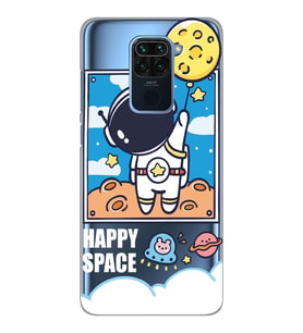 Xiaomi Redmi Note 9 Uyumlu Astronot Desenli Şeffaf Telefon Kılıfı