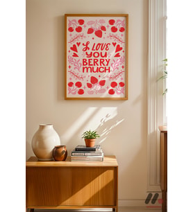 I Love You Berry Much, Ahşap Çerçeveli Duvar Tablosu - Modern Ev Dekorasyonu