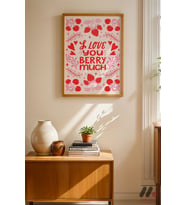 I Love You Berry Much, Ahşap Çerçeveli Duvar Tablosu - Modern Ev Dekorasyonu